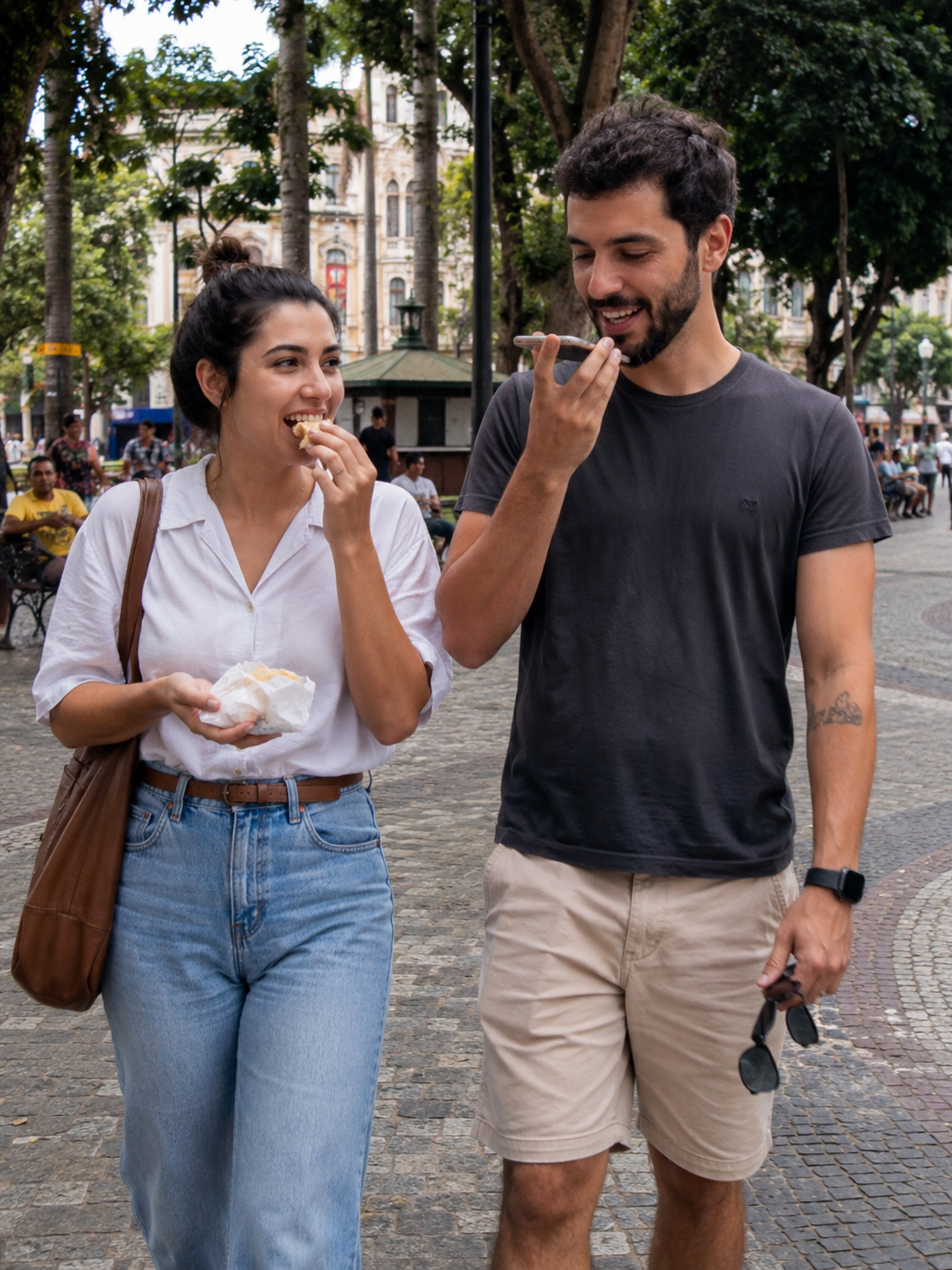 Casal passeando no parque